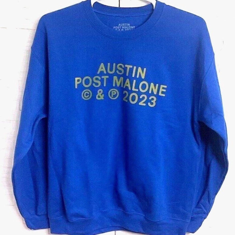 Post Malone Austin Tour Sweatshirt Blue If Y'all Weren't Here I'd Be Crying S